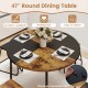 Round 47-inch dining table with contrasting segments and 4 stools, made of waterproof premium veneered MDF for small.