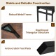 Detail of the reinforced triangular structure of the 5-piece dining table set with a robust metal frame for durability.