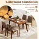 5-piece kitchen table set with light brown upholstered chairs, featuring a sturdy rubber wood frame for stability and comfort.