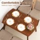 Light brown 5-piece kitchen table set with upholstered chairs, comfortably seating up to 4 for meals or gatherings.