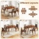 5-piece kitchen table set with light brown upholstered chairs, featuring padded seats and a sturdy rubber wood frame for dining.