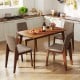 Light brown 5-piece kitchen table set with upholstered chairs, featuring padded seats and a sturdy rubber wood frame.