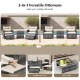 3-in-1 versatile ottomans in premium gray rattan, serving as footstools, additional seats, or side tables for outdoor.
