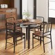 5-piece round dining table set with rustic brown finish, featuring a 40" table and four chairs with a storage shelf.