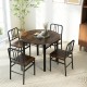 5-piece round dining table set in rustic brown with four chairs and lower storage shelf for dining room use.