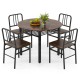 5-piece round dining table set with rustic brown finish, includes 40" table and four chairs with storage shelf.