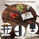 40" round dining table set in rustic brown with storage shelf, designed for 4 people, featuring a sturdy metal frame.