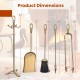 5-piece copper fireplace tool set dimensions including poker, shovel, brush, tongs, and stand for efficient fire.