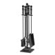 5-piece fireplace tool set with aluminum handles, including poker, tongs, shovel, and brush for indoor and outdoor use.