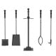 5-piece fireplace tool set with aluminum handles, including poker, tong, shovel, and brush for indoor and outdoor use.