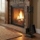 Full view of the 5-piece fireplace tool set with ergonomic aluminum handles, designed for elegant and efficient fire.