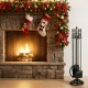 5-piece fireplace tool set featuring poker, tongs, brush, and shovel with a round stand for efficient fireplace.