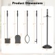 5-piece fireplace tool set featuring poker, tongs, shovel, and brush with ergonomic handles for safe and easy use.