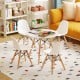 Kids mid-century modern table and chairs set with wood legs, ergonomic design, perfect for play and activities.