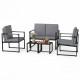 5-piece living room set featuring 2 accent chairs and 2 coffee tables in gray with a modern design for small spaces.