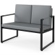 Gray 2-seater sofa with removable back pillows and solid metal frame, perfect for modern living rooms or office lounges.