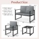 Dimensions of the 5 Pieces Living Room Set, including accent chairs and coffee tables, ideal for small spaces.