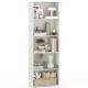 5-shelf white storage bookcase with modern design, ideal for displaying books and decor in living room or office.