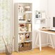 5-shelf white storage bookcase with modern design, perfect for displaying books and decor in any room.