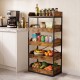 5-tier rustic brown food storage rack with 4 pull-out drawers, ideal for kitchens and versatile storage solutions.