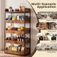 5-tier rustic brown food storage rack with 4 pull-out drawers, ideal for kitchens, living rooms, or retail stores.