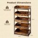 5-tier rustic brown food storage rack featuring 4 pull-out drawers and strong metal frame for versatile organization.
