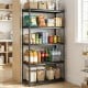 5-tier heavy-duty metal shelving unit displaying various food items, ideal for kitchen or pantry organization.