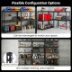 5-tier heavy-duty metal shelving unit with adjustable wire racks, showcasing flexible configuration options for various.