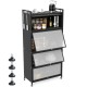 5-tier kitchen storage cabinet in black featuring a sleek design, built-in cable management, and anti-fall guardrails.