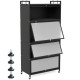 5-tier black kitchen storage cabinet with 4 flip-up doors and adjustable feet for versatile organization and.