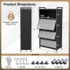 5-tier black kitchen storage cabinet with 4 flip-up doors, hooks, and adjustable feet or lockable casters for versatile.
