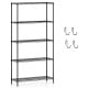 5-tier black metal storage shelving unit with adjustable shelves and 1250 lbs capacity, ideal for garage or pantry.