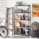 5-tier black metal storage shelving unit with adjustable shelves and V-shaped wire rack, perfect for garage.