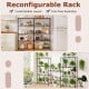5-tier black metal storage shelving unit with adjustable shelves, ideal for kitchen and garage organization.