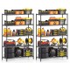 5-tier metal storage shelving unit set of 2 in black with adjustable shelves, ideal for garage or basement organization.