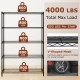 5-tier black metal storage shelving unit with adjustable shelves, V-shaped wire racks, supports up to 4000 lbs for.