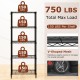 5-tier black metal storage shelving unit with V-shaped mesh, 750 lbs capacity, ideal for organizing kitchen or garage.