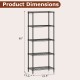 5-tier black metal storage shelving unit dimensions, featuring adjustable shelves and a 750 lbs capacity for versatile.
