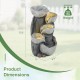 5-tier outdoor water fountain with LED lights, 17.5 inches high, resin construction for patio or deck decoration.