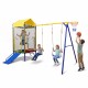 5-in-1 kids swing set featuring a trampoline, slide, and swings for safe outdoor play in a vibrant yellow design.