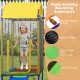 5-in-1 kids swing set with trampoline, slide, and ladder in yellow, featuring a sturdy design for safe outdoor fun.