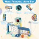 5 in 1 toddler sports toy featuring adjustable basketball hoop, lights, sounds, and educational functions for motor.