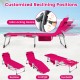 5-position pink outdoor folding chaise lounge chair with adjustable footrest and removable pillow for comfortable.