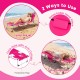 5-position pink outdoor folding chaise lounge chair with detachable head pillow, perfect for beach relaxation.