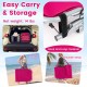 Pink 5-position outdoor folding chaise lounge chair with adjustable footrest and cushioned armrests for comfortable.