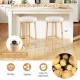 Set of 2 upholstered 27" bar stools with boucle fabric seats and painted rubber wood frame, ideal for kitchen islands.
