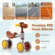 Baby balance bike with premium EVA foam wheels, sturdy carbon steel frame, and cute horse head design for kids aged.