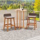 Set of 2 brown acacia wood bar stools with backrests and footrests, perfect for porch or balcony use.
