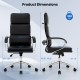 Ergonomic black leather office chair dimensions showing adjustable height and rocking function, supporting up to 330.