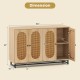 50-inch buffet sideboard cabinet with 4 rattan doors, adjustable shelves, and a natural wood finish for versatile.